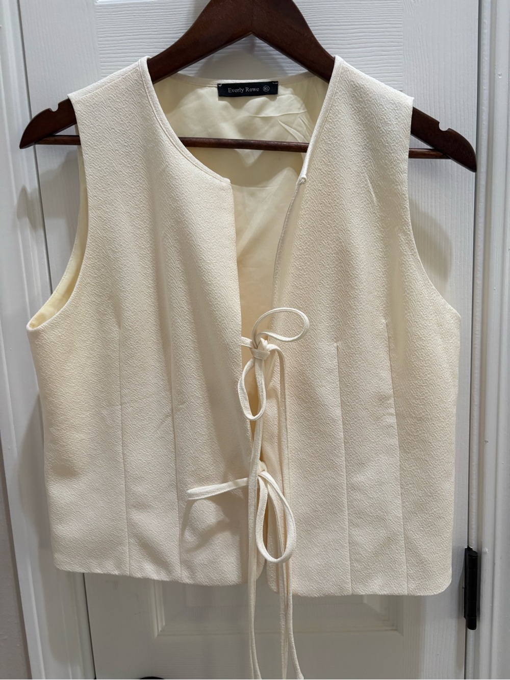 Cream Tie-Front Vest